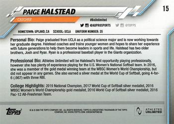 2020 Topps On-Demand Set #18: Athletes Unlimited Softball #15 Paige Halstead Back